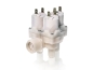 Preview: Kunststoffmagnetventil 3/4"AG x 13.5mm Schlauchtülle 3-fach 90° 230 Volt