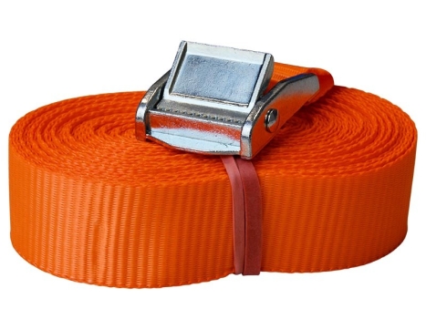 Spanngurt mit Klemmschloss, 25mm x 6m, orange, einteilig
