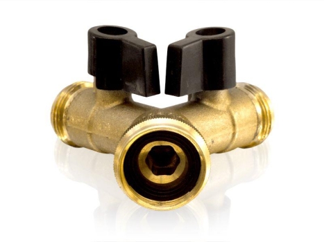 Y Verteilerstück mit 2 Kugelhähnen 3/4" IG x 3/4" AG (2Stück)