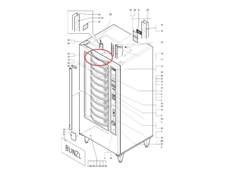 Obere Türblende über Verkaufstüre Evoca Necta Smart FM3000