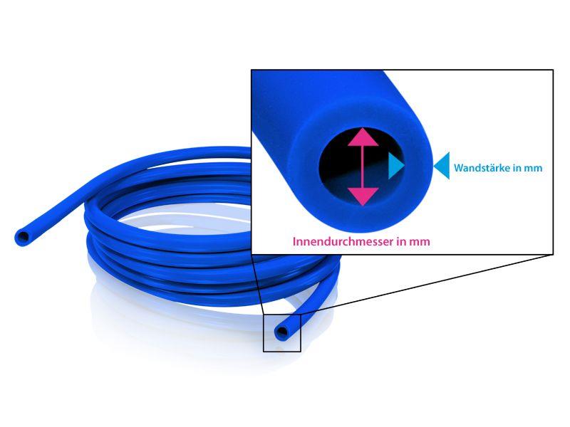 Produktausgabeschlauch Silikon blau 6,0 mm x 3,0 mm (6x12
