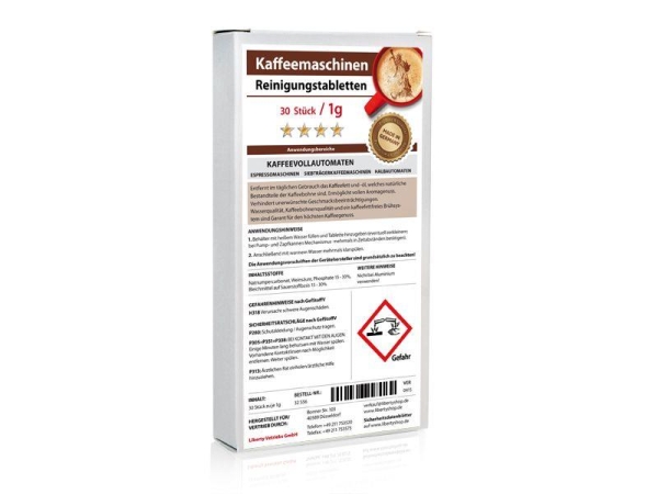 Kaffeemaschinen Reinigungstabletten 30 Stück Blister1 Gramm