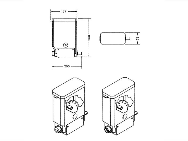 Produktbehälter komplett   250 mm   mit Rad