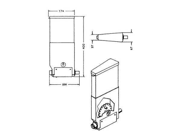 Produktbehälter 400 mm komplett trapezförmig