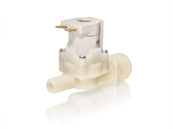 Kunststoffmagnetventil 3/4"AG x 13,5mm Schlauchtülle 1-fach 180° 230 Volt