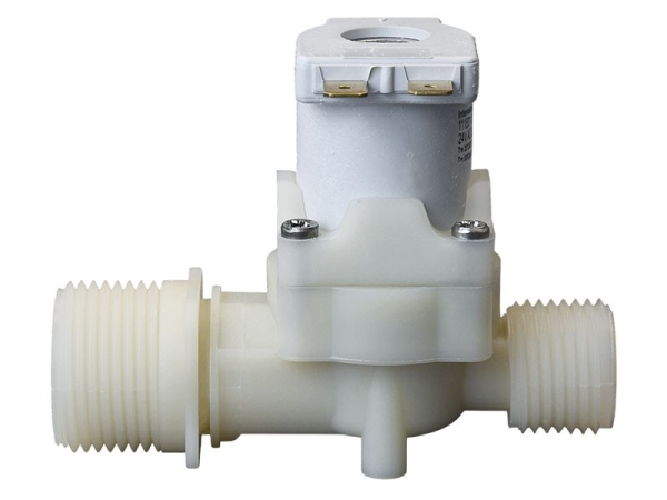 Kunststoffmagnetventil 3/4" x 1/2" 1-fach 180°  24 Volt AC/DC
