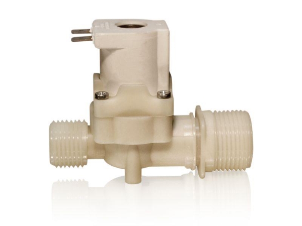 Kunststoffmagnetventil 3/4" x 1/2" 1-fach 180°  24 Volt AC/DC