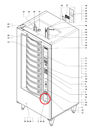 Frontblech Warenautomat schwarz Evoca N&W Necta Wittenborg Zanussi  