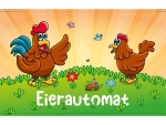 Backlightfolie "Eierautomat Hühner", oranger Hintergrund